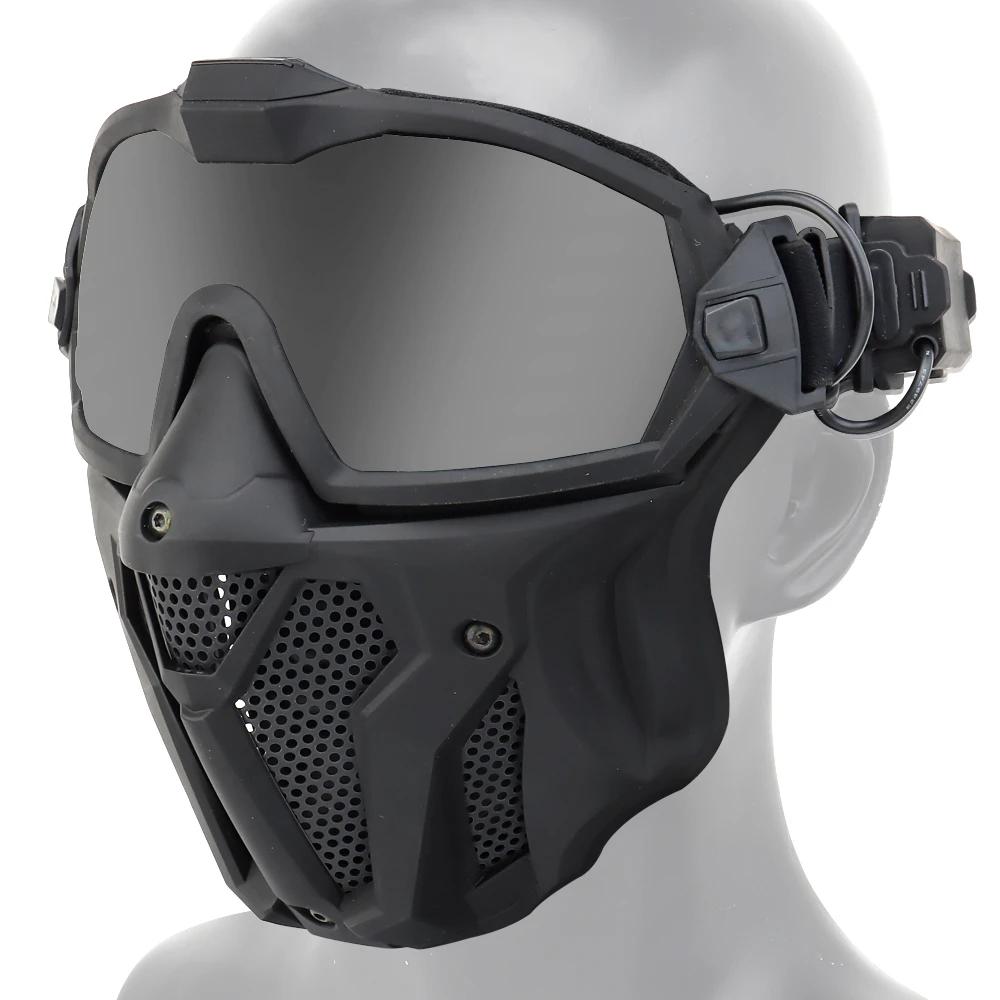 Máscara tática de proteção facial completa, óculos destacáveis de airsoft com sistema de ventilador antiembaçante, acessórios de paintball para motocross - Image 1