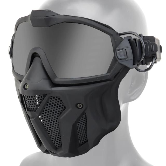 Máscara Tática Completa com Óculos Destacáveis e Ventilador Antiembaçante para Airsoft e Paintball