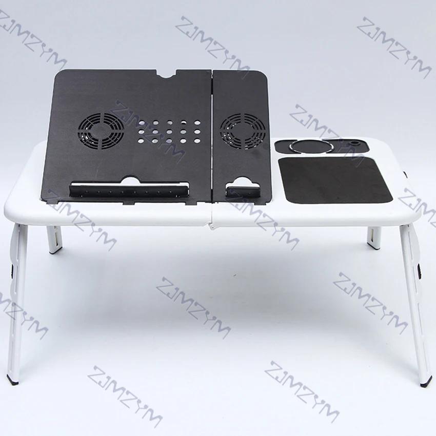 Portátil Dobrável Laptop Desk com Ventilador de Refrigeração, Cama Ajustável, Suporte De Mesa De Computador, Suporte Para Notebook com Mouse Pad - Image 1