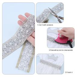 Qiao strass guarnição pérola fita de cristal ferro/cola em diy fita de corrente decorativa para strass guarnições decorações de vestuário - Image 4