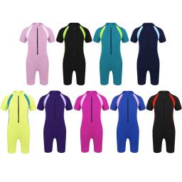 Crianças meninos meninas wetsuit crianças ternos de mergulho roupas de banho meninas um pedaço manga curta surf maiôs menina maiô - Image 2