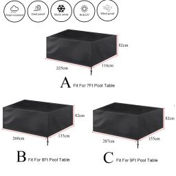 À prova de poeira impermeável ao ar livre piscina completa sólida com cordão 7 8 9 pés mesa de bilhar capa protetor de mesa pano oxford - Image 3