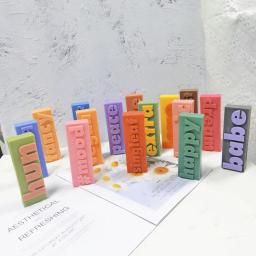 Molde De Vela De Silicone Com Palavras Diferentes, Arte DIY, Pilar De Bloco De Slogan, Letra Retangular, Velas Do Alfabeto, Casamento - Image 1