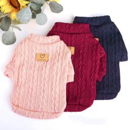 Suéter de malha para gatos, roupa fofa para cachorros, filhotes, clássica, rosa, outono e inverno, vestuário para animais de estimação - Image 3