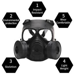 Máscara de proteção respiratória para paintball, máscara de sobrevivência para airsoft tático, jogo de paintball com dois exaustores - Image 3