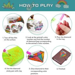 5/12 pçs bonito dos desenhos animados princesa animal gem 5d diamante pintura kits adesivos de mosaico arte artesanato crianças crianças brinquedos iniciantes - Image 3