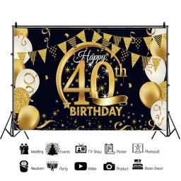 40 ° kit de decoração de festa de aniversário, balões metálicos dourados e azuis, guirlanda com plano de fundo para homens e mulheres, decoração de festa - Image 2