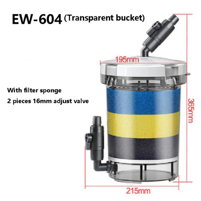 Filtro Externo SUNSUN para Aquário com Cartucho de Esponja e Pré-Filtro Balde - Modelo EW-604 e HW-604, Pacote com 4 Peças