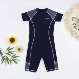 Roupa de mergulho proteção uv, peça única, manga curta, roupa de banho para meninos, com zíper sólido - Image 6