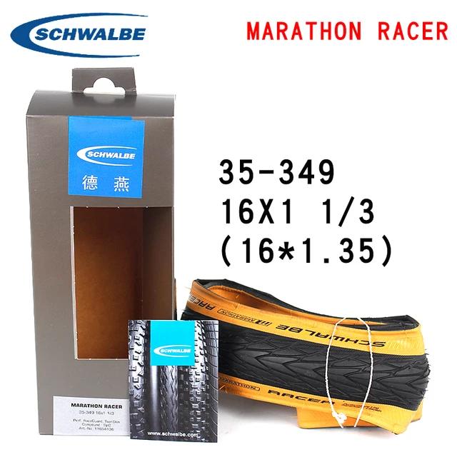 Schwalbe Marathon Racer Pneu Dobrável 16x1 1/3 Lado Amarelo Retro