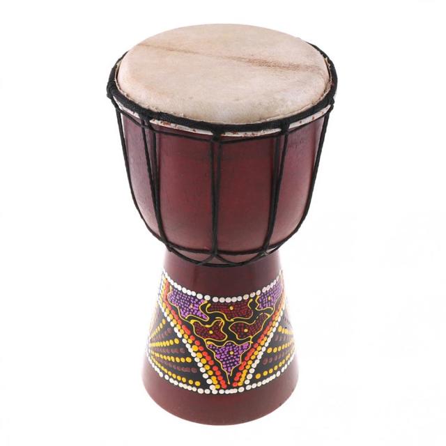 Tambor Djembe Africano Artesanal em Madeira Maciça com Pele de Cabra - Instrumento Musical Tradicional de 6 Polegadas