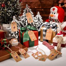 Etiquetas pendentes 50-100 peças, decoração de embrulho de presente cartão de papel kraft etiqueta diy decoração lembranças do natal - Image 5