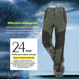 LNGXO-Calças masculinas de caminhada de lã quente grossa, impermeável, à prova de vento, ao ar livre, calças de chuva, trekking, camping, inverno - Image 3