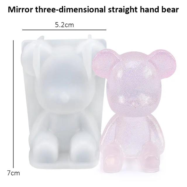 Moldes Estereoscópicos de Animais em Resina: Crie Ursa de Silicone para Chaveiros e Joias Artesanais DIY