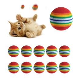 10 pçs colorido gato brinquedo bola interativa gato brinquedos jogar mastigar chocalho scratch espuma natural bola treinamento suprimentos para animais de estimação - Image 2