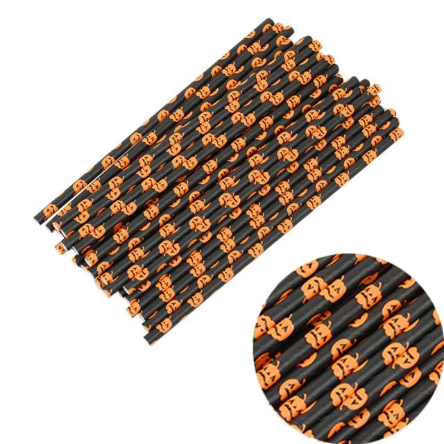 Canudos Descartáveis em Forma de Crânio para Festas de Halloween - Pacote com 25 Peças para Decoração de Bar e Casa