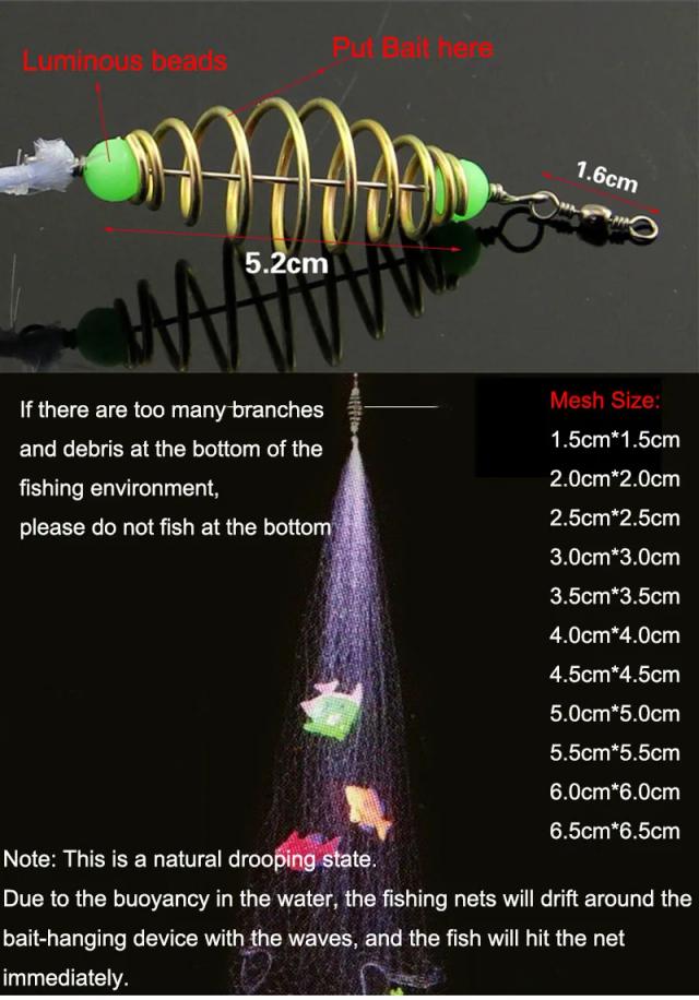 Rede de Isca Dobrável Nylon Pesca Noturna 1 Peça