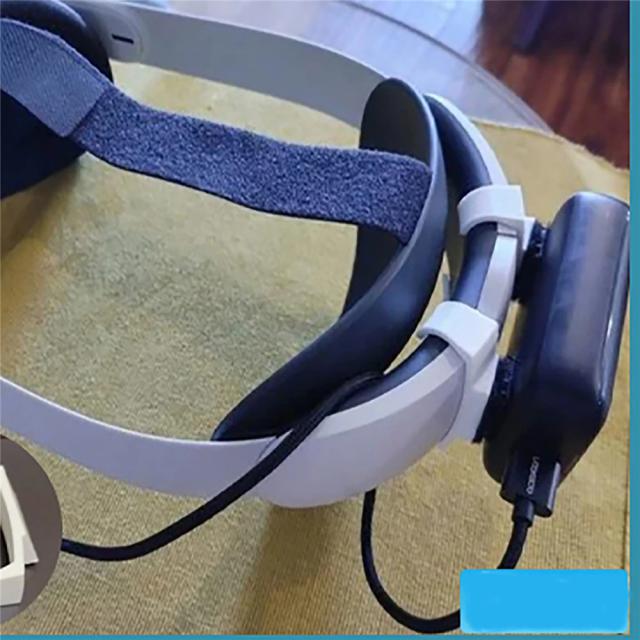 Suporte de Armazenamento com Banco de Energia para Oculus Quest 2 - 2 Peças, Impressão 3D, Acessórios com Faixa para Cabeça