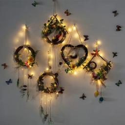 1pc 10/15/20/25/30cm rattan anel grinalda diy flores artificiais guirlanda flor seca quadro para decoração de natal casa - Image 4