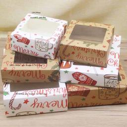 DIY Pacote Caixa com Janela, Presentes de Natal, Embalagem de Papel, Kraft, Cor Branca, Tamanho Grande, Doces, Dedos, 22x16x6cm, 10Pcs - Image 2