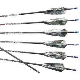 Flechas de carbono para tiro com arco longa caça, flechas para flechas de carbono para coluna 400 500 600 700 800 900 1000 id4.2 arco composto de penas de peru longbow caça 12 peças - Image 6