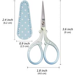 Tesoura de bordado de 3.6 polegadas com capa de couro para costura, artesanato, ferramentas diy, tesoura de alfaiate, ponto cruz, cortador de linha - Image 2