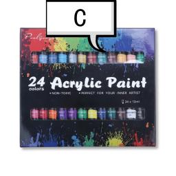Conjunto de pintura acrílica a em 12/24 cores, aquarela, pigmento para pintura a óleo acrílica, desenho, arte, pedra de cerâmica, parede, tubos de tinta, artesanato - Image 4