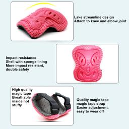 Protetor de joelho para patins, cotoveleira para proteção das mãos, para bicicleta, skate, patinação no gelo, protetor de pulso, 6 peças - Image 5
