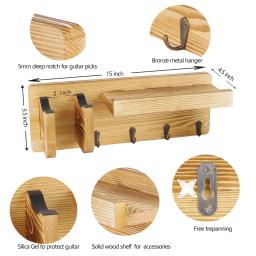 Suporte de madeira para guitarra batesmusic, rack de pendurar com acessórios de violão, prateleira de armazenamento e 4 ganchos - Image 6