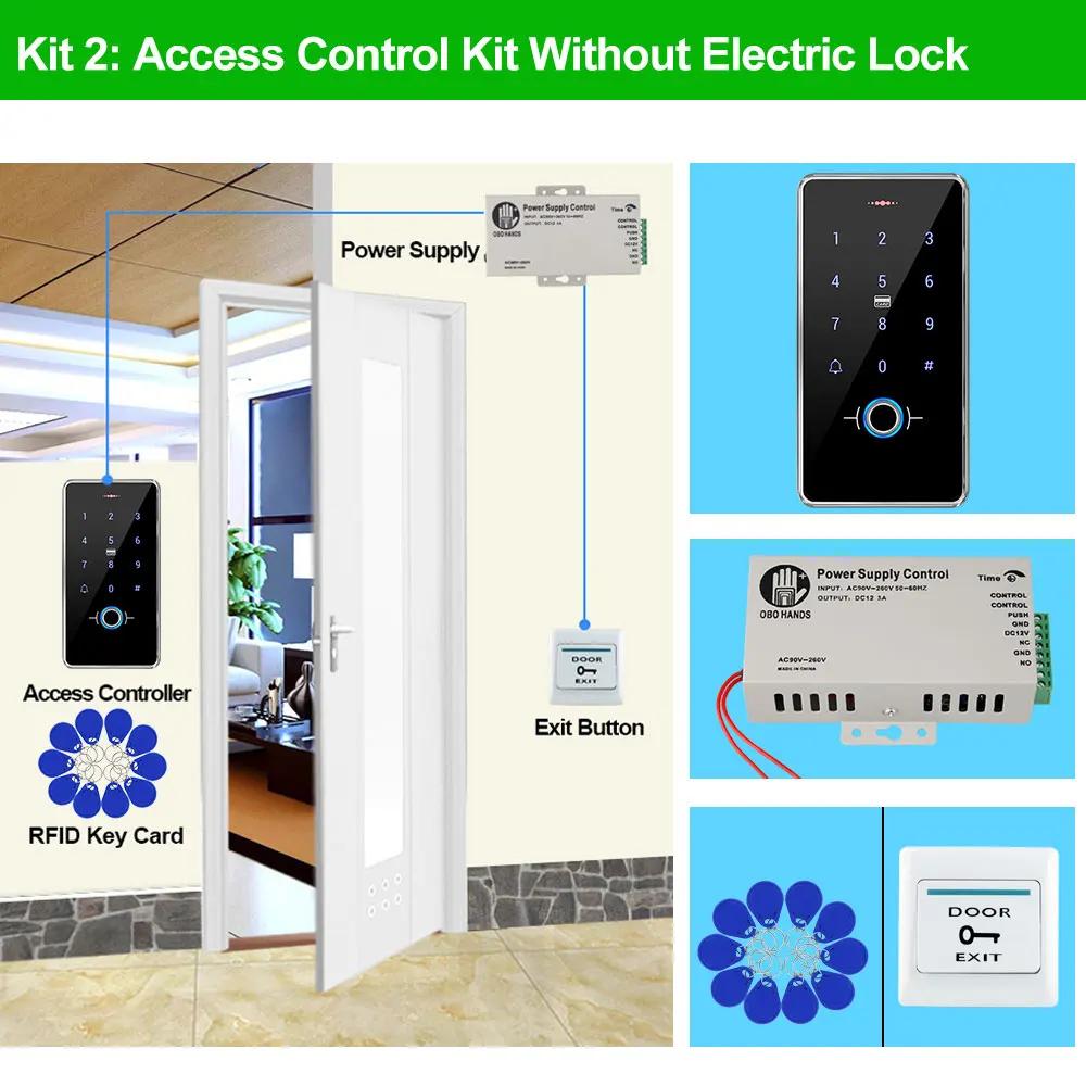 Sistema de controle de acesso por impressão digital, biometria, ip68, à prova d'água, teclado rfid + 180kg, fechadura magnética elétrica, 13.56mhz - Image 1