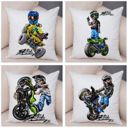 Capa de almofada da motocicleta dos desenhos animados decoração esportes radicais fronha macio pelúcia móvel bicicleta travesseiro para o sofá casa crianças quarto - Image 5