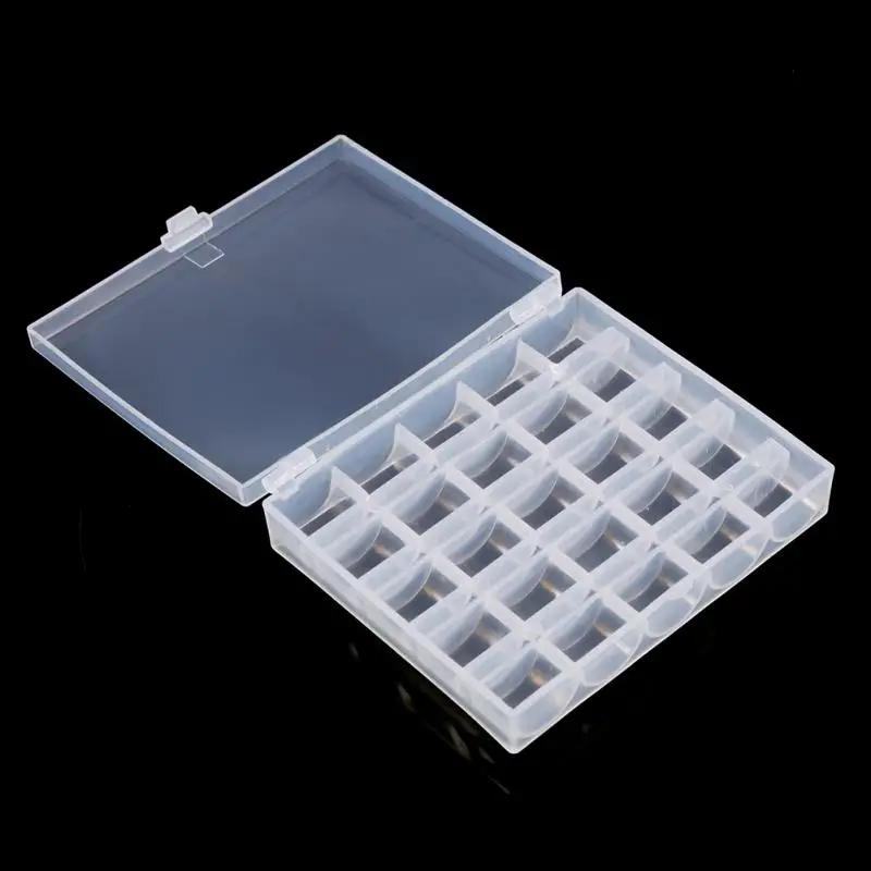 Caixa de armazenamento plástica transparente para costurar a bobina, caixa do organizador com 25 entalhes para salvar a joia - Image 1