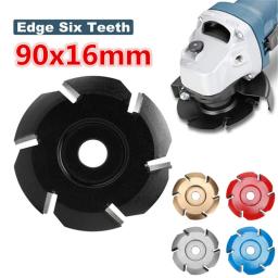 1pc seis dentes escultura em madeira disco ferramenta fresa para 16mm abertura rebolo ângulo moedor diâmetro 90mm ferramentas de polimento - Image 1