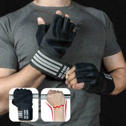 Luvas de levantamento de peso com apoio para o pulso, ideal para exercícios pesados, construção corporal, academia e treino - Image 1