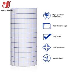 Folha de fita de papel de transferência de vinil adesivo/rolo transparente com grade de alinhamento mid tack sinal adesivo de vinil corte artesanato decalques diy - Image 1