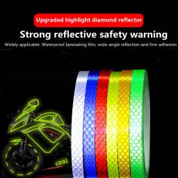 Fita refletiva para rodas de bicicleta, adesivo fluorescente reflexivo de 1cm x 8m para rodas de bicicleta mtb, faixa refletiva para aviso de ciclismo - Image 6