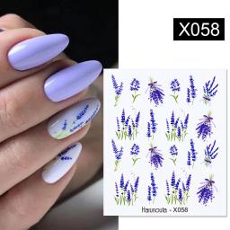 1 folha de buquê de lavanda design decalques de água verão flor folhas transferência adesivo de arte de unha para decorações deslizantes de unhas - Image 1