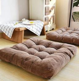 Inyahome-Engrossar Almofadas de Chão para Adultos, Grande Sólida Praça Almofada do Assento, Cadeira de Jantar do Escritório, Pufe Macio, Veludo, Assentos - Image 1