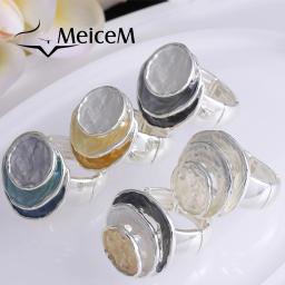 MeiceM-Círculo Geométrico Ajustável Anel de Liga para Mulheres, Anéis de Dedo, Design Criativo, Jóias Fashion, Holiday Gift, 2023 - Image 2