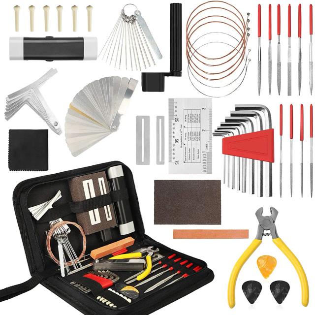 Kit Completo de Ferramentas para Manutenção e Reparos de Guitarras Elétricas e Instrumentos de Cordas com 54 Peças Essenciais para Luthiers