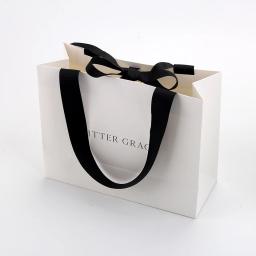 Sacos de presente com o seu logotipo, luxo Fita Handle, Boutique Compras Embalagem, Personalizado Impresso, Euro Tote Papel - Image 4