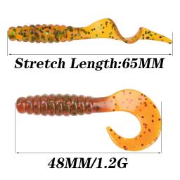 Isca De Pesca De Silicone Macio, Isca De Pesca, Giratória Jigging Wobblers, Camarão Baixo, Cheiro De Peixe, Iscas De Borracha Artificial, Verme, 4,8 cm, 1,2g, 10Pcs - Image 3