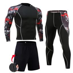 Ternos de Compressão Sportswear para Homens, Ginásio Calças Justas Roupas De Treinamento, Workout Jogging Sports Set, Running Rashguard Treino - Image 1