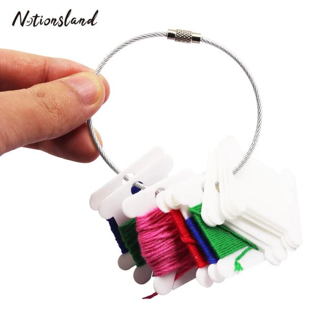 Organizador de Anéis de Armazenamento para Fios de Bordado - Suporte Metálico para Cartões de Linha e DIY em Pontos Transversais