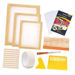 Kit de iniciante de impressão de tela madeira, moldura de impressão de tela de seda com ferramenta espremedora para bolsas de roupas de camisetas diy - Image 4