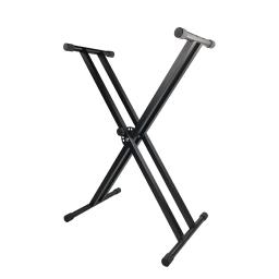 X-style suporte de teclado para piano, ajustável, portátil, música resistente, com alça de ancoragem, preto - Image 2