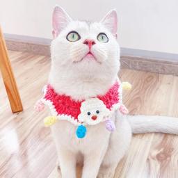Super bonito mão-tecido moda gato babador acessórios colorido pequeno animal malha lã colarinho pet cachecol suprimentos para filhote de cachorro gatinho - Image 5