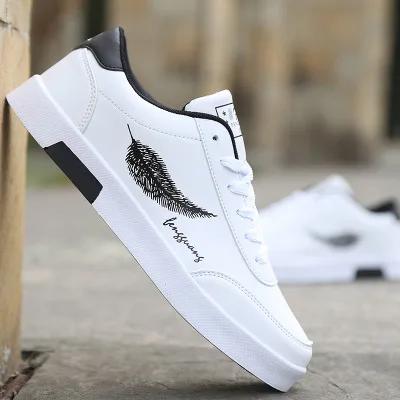 Tênis casual masculino, respirável com pena para área externa, sapatos com estampa de pena, para homens, 2019 - Image 1