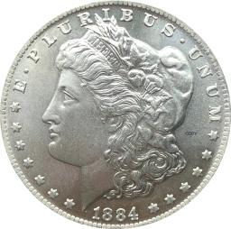 Estados unidos da américa 1884 cc morgan um dólar eua moeda liberdade cupronickel prata chapeado em deus confiamos cópia moeda - Image 2