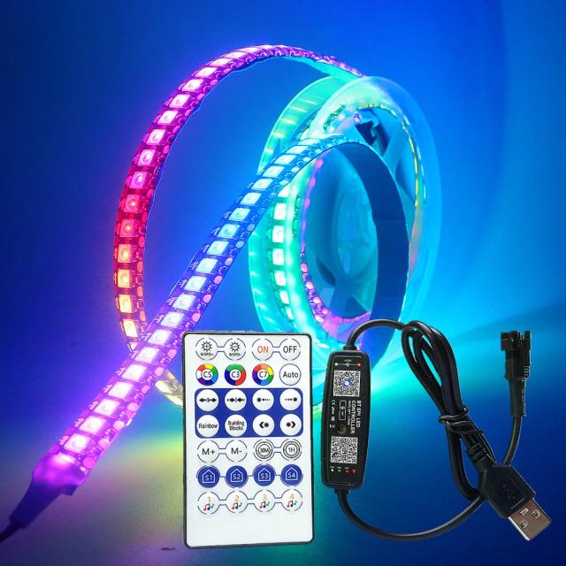 Fita LED RGB 5050 com Controle Bluetooth - Decoração Flexível para TV e Festas (1m a 5m)